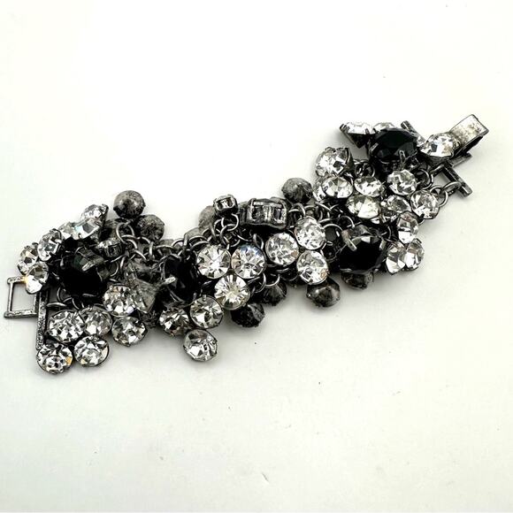 J Crew Rhinestone Crystal Bracelet Chunky Statement Resort Jewelry - Picture 12 of 12